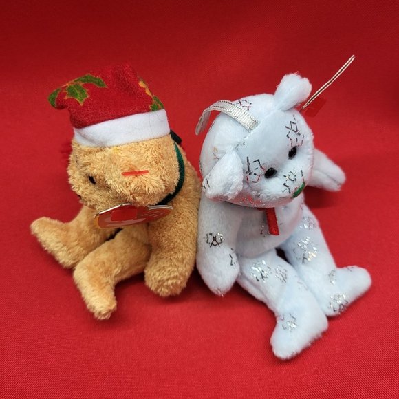 Flaky The Bear and 2003 Holiday Teddy Bear Jingle Beanies Set of 2 Christmas Plu - Picture 11 of 12